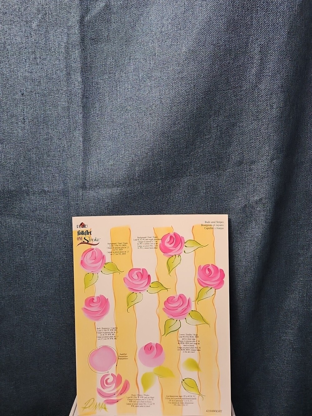 Set of 3 FolkArt One Stroke Painting Worksheet Packs | Flowers #4219 | Reusable - Picture 4 of 16